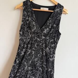 Michael Kors Paisley Velvet Devoré Empire Dress Size M Black Burnout Velvet